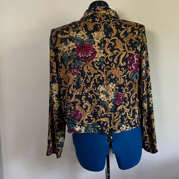 *VINTAGE* 90s cropped bomber jacket in gorgeous grannycore print - Picture 2 of 9